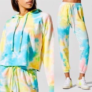 Carbon38 tie dye cropped hoodie and jogger Set! XL